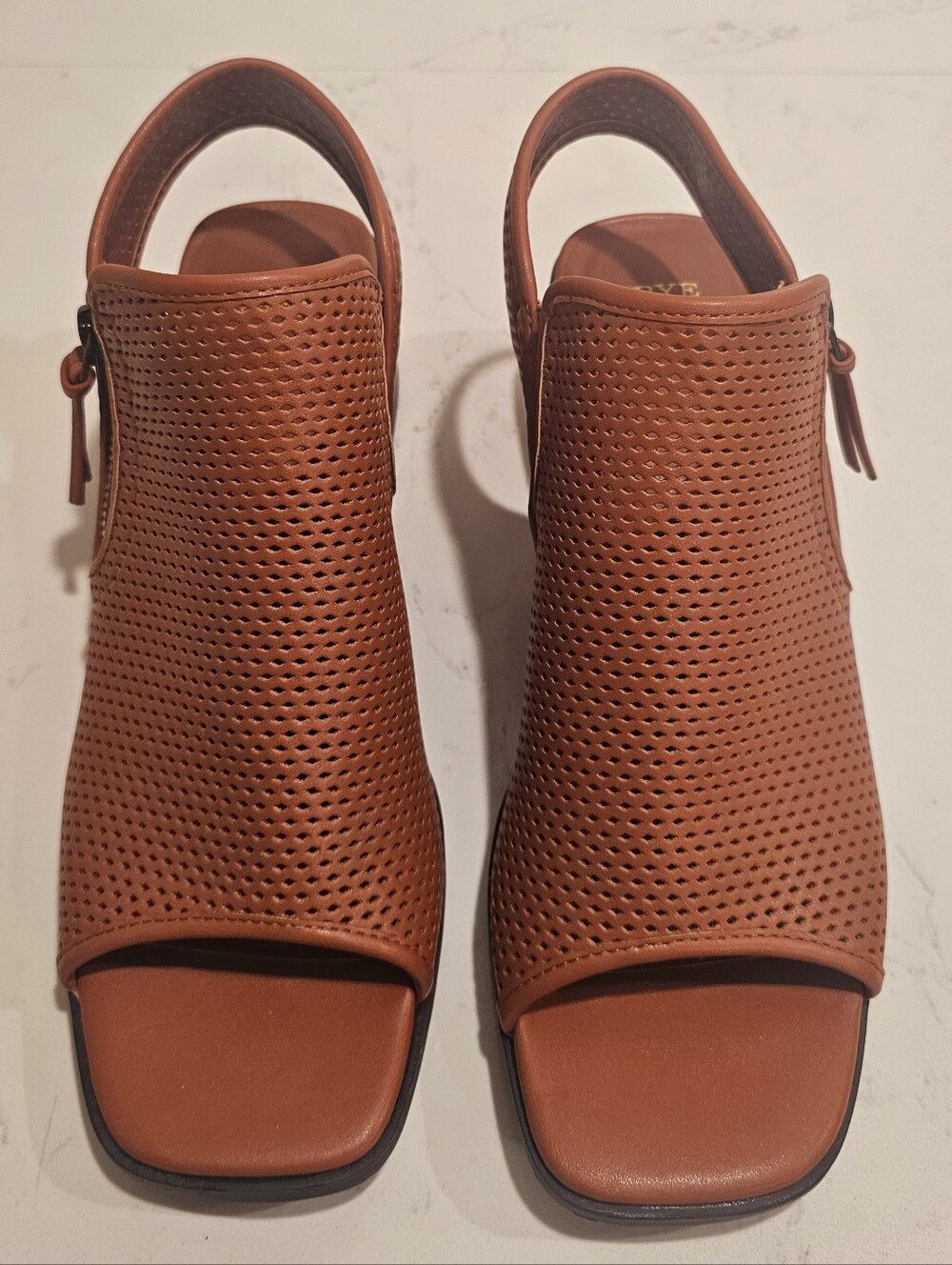 Women's Perforated Slingback Sandals By Frye and Co. - Brown Sz 9.5 Med NWOT
